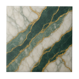 Azulejo De Cerâmica Mármore Branco Verde Luxuoso com Veias Douradas