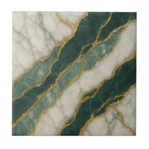 Azulejo De Cerâmica Mármore Branco Verde Luxuoso com Veias Douradas
