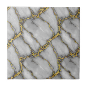 Azulejo De Cerâmica Mármore Carrara Clássico Dourado Ameixa Preta Prat