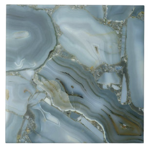 Azulejo De Cerâmica Mármore Cinza Azul com Veia Dourada