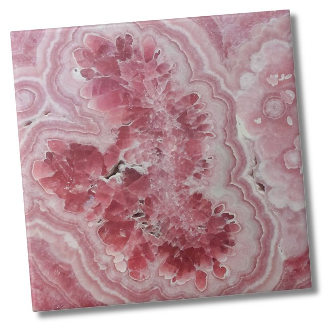 Azulejo De Cerâmica Mármore de Agato Moderno, Rosa (Trendy Stylish Modern Geode Stone Pink Ceramic Tile)