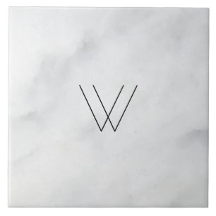 Azulejo De Cerâmica Mármore do branco do monograma