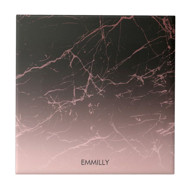 Azulejo De Cerâmica Mármore do rosa do preto (Frente)