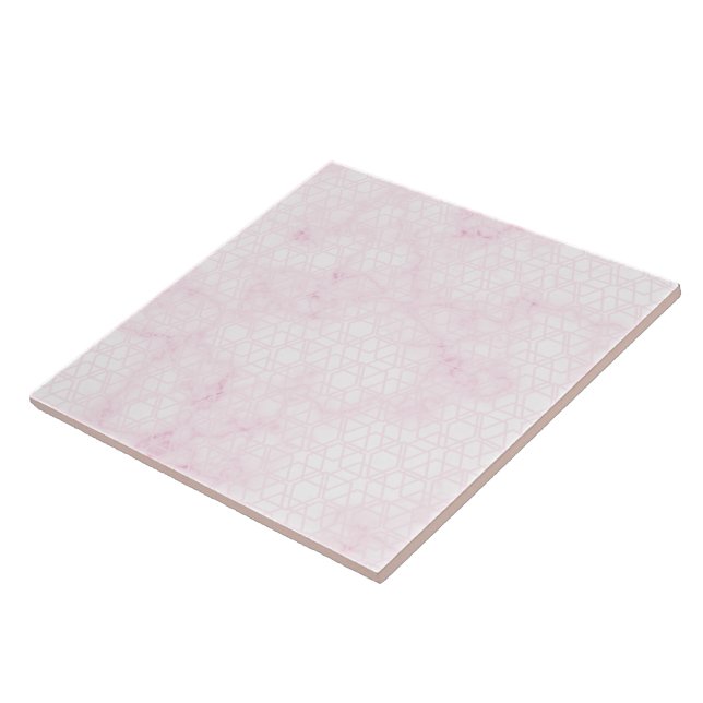 Azulejo De Cerâmica Mármore Empoeirado Geométrico Rosa (Lateral)
