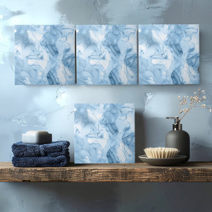 Azulejo De Cerâmica Mármore Nebuloso Padrão Abstrato Azul Claro ID705c