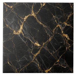 Azulejo De Cerâmica Mármore Ouro Preto Padrão Luxuoso Sem Costura