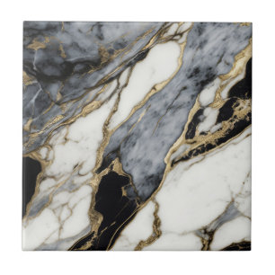 Azulejo De Cerâmica Mármore Preto Cinza Branco Dourado Redemoinho Abst