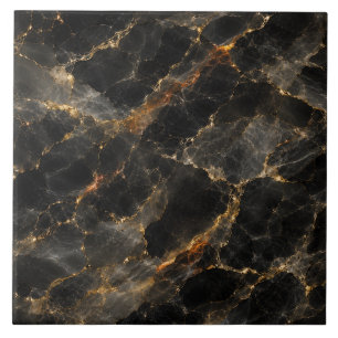Azulejo De Cerâmica Mármore Preto de Luxo com Veias Douradas Pedra Abs