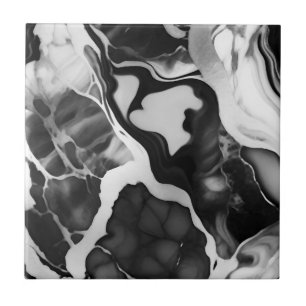 Azulejo De Cerâmica Mármore preto e branco