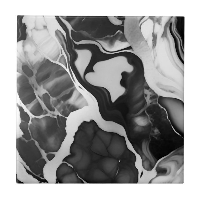 Azulejo De Cerâmica Mármore preto e branco (Frente)