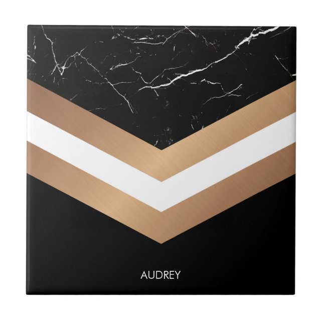 Azulejo De Cerâmica Mármore preto elegante (Frente)