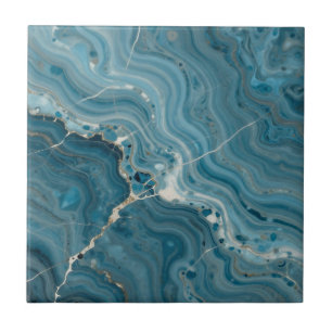 Azulejo De Cerâmica Mármore Veia Dourada Ágata Azul