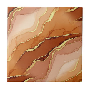 Azulejo De Cerâmica Mármore Veia Dourada Terracota - Luxo Quente (6)