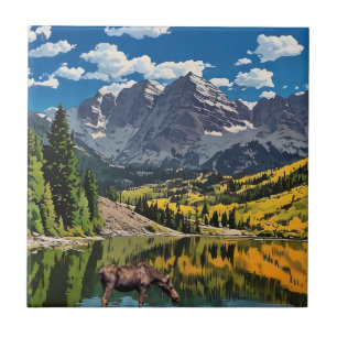 Azulejo De Cerâmica Maroon Bells