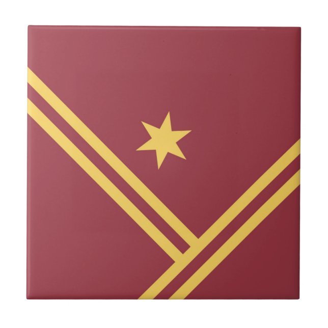 Azulejo De Cerâmica Maroon Dourado Diagonal Stripes Estrela - Gráfico  (Frente)