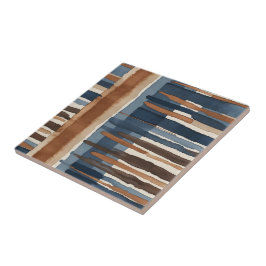 Azulejo De Cerâmica Marrom Azul ferrugem e bege abstrato