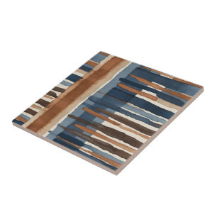 Azulejo De Cerâmica Marrom Azul ferrugem e bege abstrato