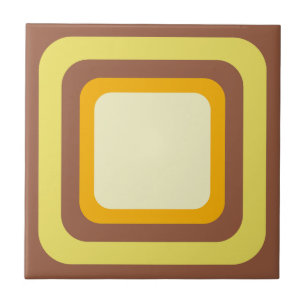 Azulejo De Cerâmica Marrom Retro Amarelo Laranja Bege
