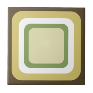 Azulejo De Cerâmica Marrom Retro Verde Branco