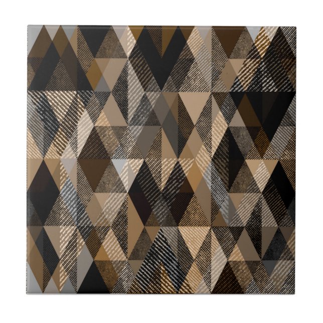 Azulejo De Cerâmica Marrom rômbico texturizado com bege (Frente)
