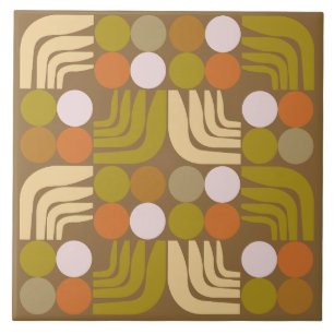 Azulejo De Cerâmica Marrom Verde Laranja Boêmio