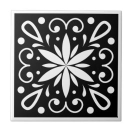 Azulejo De Cerâmica Marroquino Preto e Branco