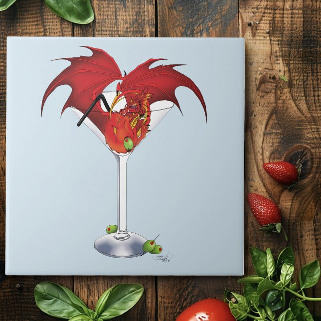 Azulejo De Cerâmica Martini Fantasy Red Dragon (Criador carregado)
