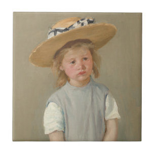 Azulejo De Cerâmica Mary Cassatt - Criança num Chapéu de Palha