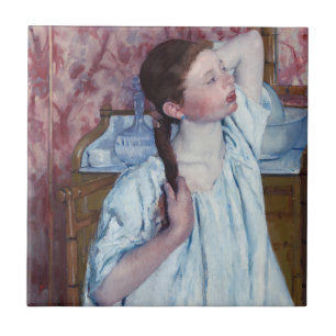 Azulejo De Cerâmica Mary Cassatt - Garota Arrumando seu Cabelo