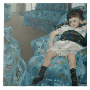 Azulejo De Cerâmica Mary Cassatt - menina em uma poltrona azul