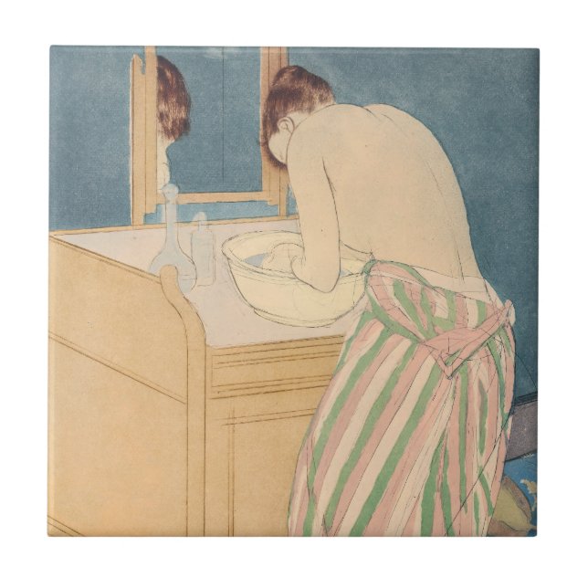 Azulejo De Cerâmica Mary Cassatt - Mulher Bathing (Frente)