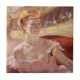Azulejo De Cerâmica Mary Cassatt - Mulher com Colar de Pérola num cama