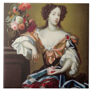 Azulejo De Cerâmica Mary de Modena (1658-1718), c.1680 (óleo em