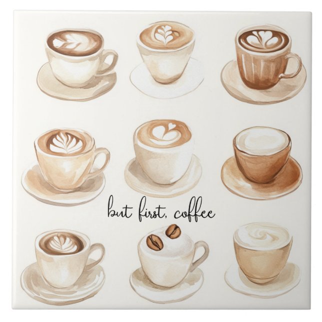 Azulejo De Cerâmica Mas Primeiro, Xícaras de Café (Frente)