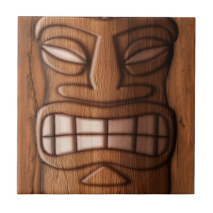 Azulejo De Cerâmica Máscara de madeira de Tiki