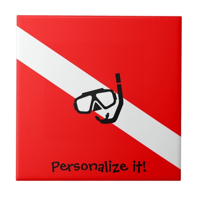 Azulejo De Cerâmica Máscara de mergulho com sinalizador (Frente)