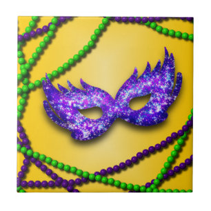 Azulejo De Cerâmica Máscara do roxo do mascarada
