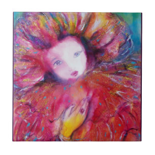 Azulejo De Cerâmica MÁSCARA EM Bola de Mascarada VERMELHA / Veneza, F