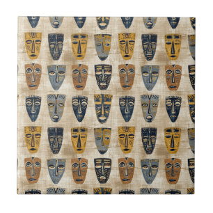 Azulejo De Cerâmica Máscara Tribal Padrão Boho