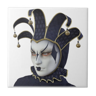 Azulejo De Cerâmica Máscara Venetian azul escuro de Carnivale no