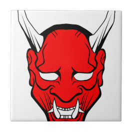Azulejo De Cerâmica Máscara Vermelha Japonesa Hannya