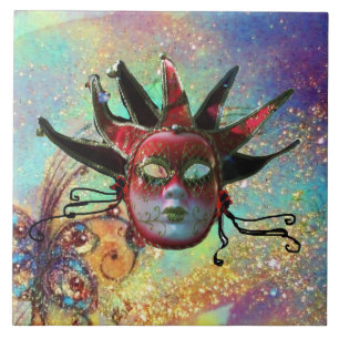 Azulejo De Cerâmica MASCARADA verde-azul-azul-MÁSCARO-VERMELHO