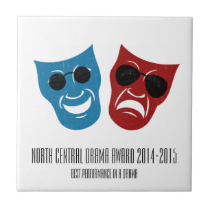 Azulejo De Cerâmica Máscaras de Drama com sombras / Prêmio / Placa
