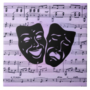 Azulejo De Cerâmica Máscaras de Música e Teatro Puros