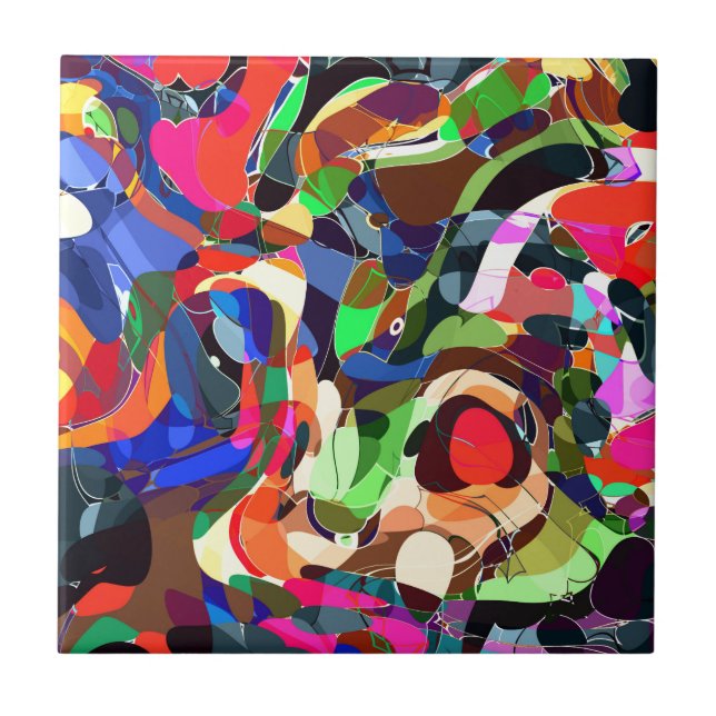 Azulejo De Cerâmica Mashup de cores (Frente)