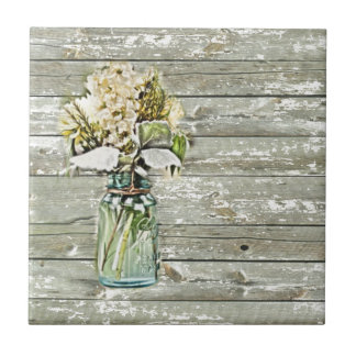 Azulejo De Cerâmica Mason jar wildflower barn wood país francês