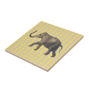 Azulejo De Cerâmica Mata de Especiarias de Mostarda com Elefante