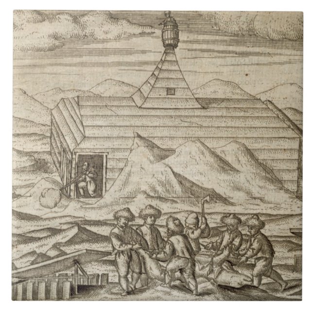 Azulejo De Cerâmica Matança do grupo e ursos do descascamento, fora da (Frente)