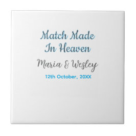 Azulejo De Cerâmica Match made in heaven blue black couple name date