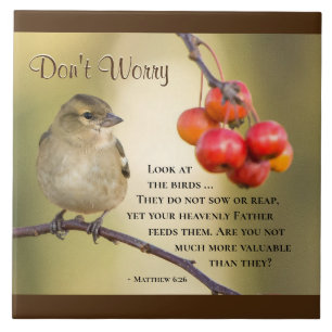 Azulejo De Cerâmica Mateus 6:26 Bíblia Verse, não se preocupe